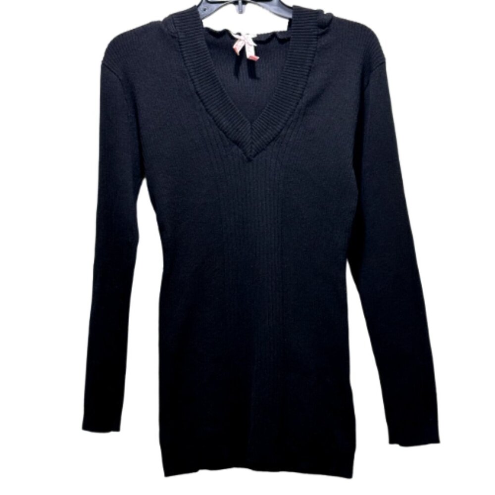 Women Black Hooded Sweater Size M
